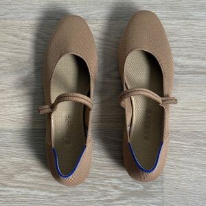Rothy's Tan - Wren Mary Jane Flats with Blue Accent